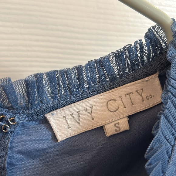 Ivy City Co Anastasia Blue Tulle Sequin Dress Small S - Picture 4 of 7